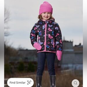 Deux Par Deux Printed Quilted Mid-Season Jacket Butterflies